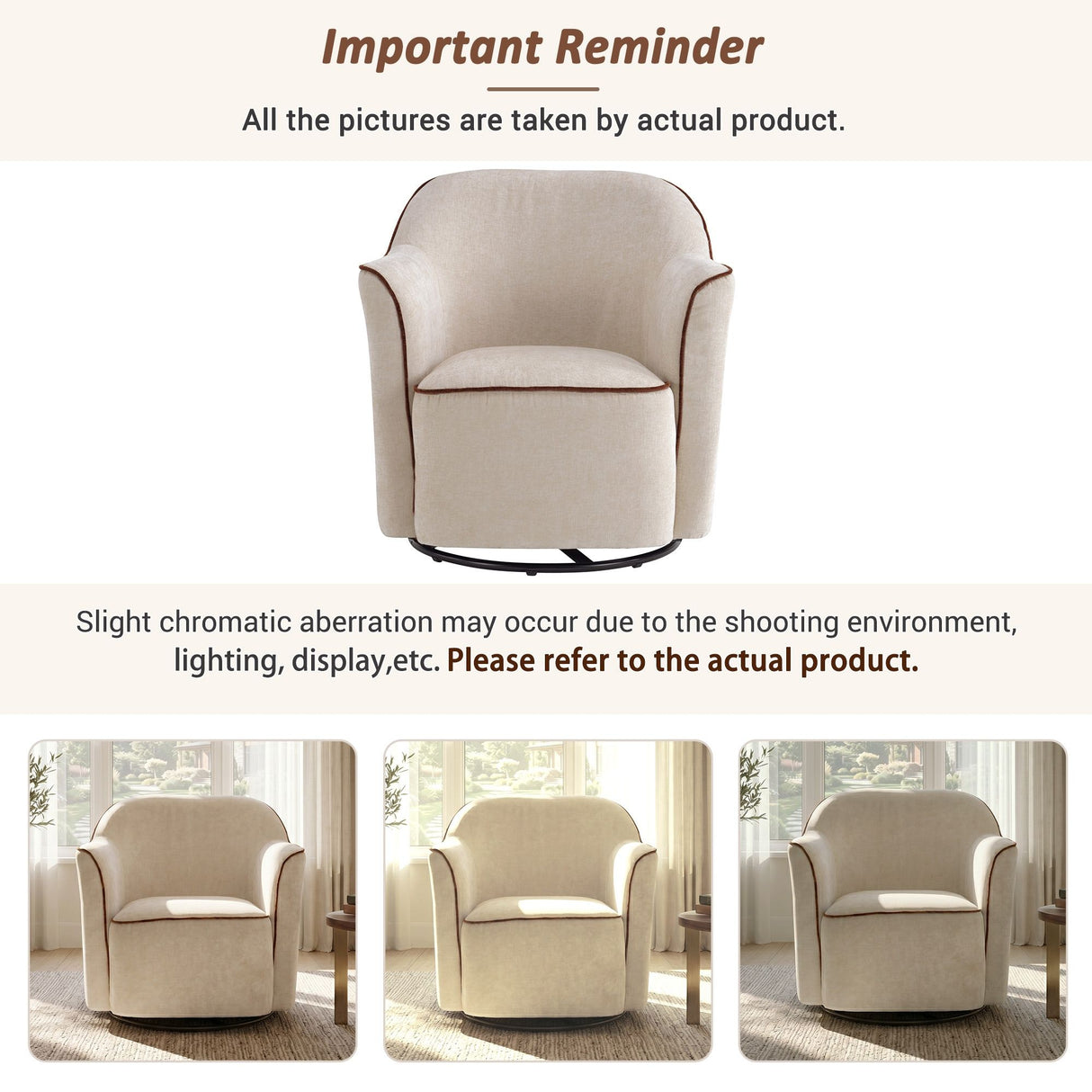 360° Swivel Accent Chair With Flared Arms