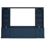 Arched Entertainment Center Wall Unit With 6 Drawers, Large TV Stand With Bookshelves