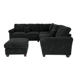 Modern Sectional Set With Corner Wedge, Loveseat, Ottoman & 2 Pillows