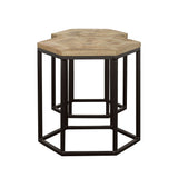 2 Piece Nesting Table With Hexagon Base - Brown