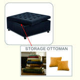 Square Tufted Storage Ottoman With Nailhead Trim