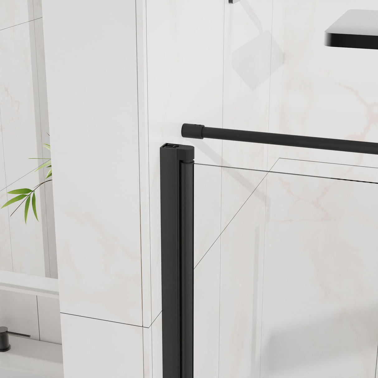Goodyo - Frameless Corner Shower Door - Matte Black