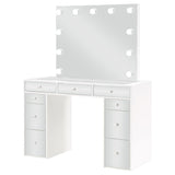 Winona - Makeup Vanity Set With Bulb Lit Mirror And Upholstered Stool - White