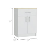 Pantry Organizer Cabinet One Drawer, Two Interior Shelves, Two Doors - White / Light Oak