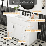 Bathroom Vanity Set, Fluted Cabinet With Soft Close Doors & Drawers, 3 Faucet Holes, Sink Included - White