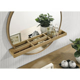 Benson - Round Vanity Wall Mirror With Shelf - Sand
