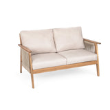4-Piece Acacia Wood & Rope Patio Sectional Sofa Set