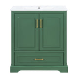 Bathroom Vanity With Sink, 1 Divided Drawer And 2 Soft Close Doors With Double Shelf
