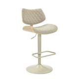 Leland - Adjustable Swivel Curved Back Wood Bar Stool With Faux Leather Seat