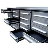 Garage Storage Cabinets With Workbench (With 20 Drawers) - Silver