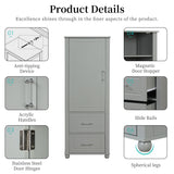 Tall Freestanding Bathroom Storage Cabinet With 2 Drawers And Adjustable Shelf
