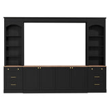 Arched Entertainment Center Wall Unit With Bookshelf, Retro Large TV Stand