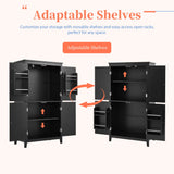 Elegant Bathroom Floor Storage Cabinet With 4 Doors, Adjustable Shelves