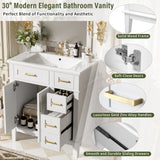Modern Bathroom Vanity With Sink, Storage Cabinet, Soft Close Doors, Deep & Standard Drawers
