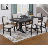 Rectangle Dining Table With Butterfly Leaf, Trestle Base - Charcoal