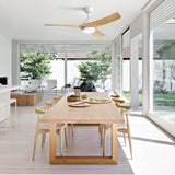52" Ceiling Fan & 18W LED Light And Remote Control, DC Motor For Bedroom - White