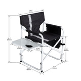 Padded Folding Outdoor Chair With Side Table And Storage Pockets, Lightweight Oversized Directors Chair For Indoor, Outdoor Camping, Picnics And Fishing