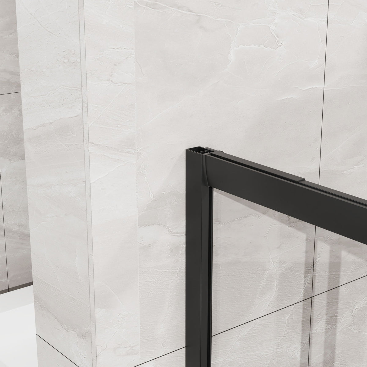 Corner Sliding Shower Door And Shower Base Combo Kit (No Drain Kit) - Matte Black