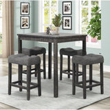 Transitional Counter Dining Set With 4 Tufted Stools