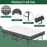 Twin Wide Folding Bed For Tall People, Extra Long & Wide Rollaway With Memory Foam, Heavy-Duty - Black