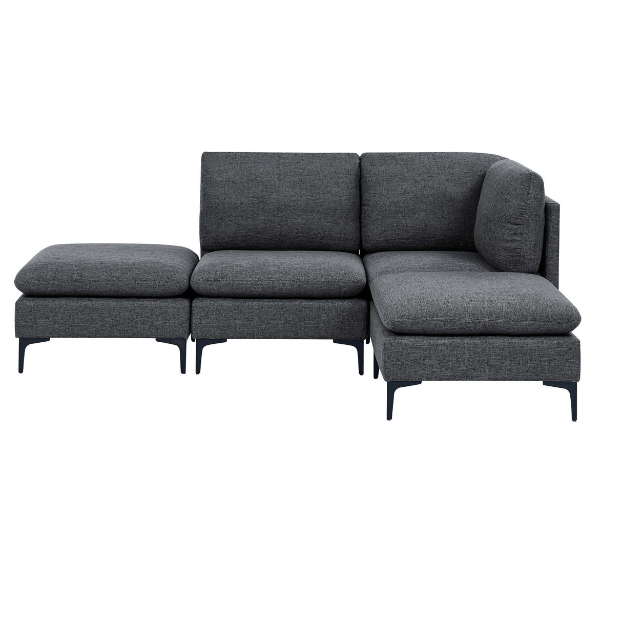 Upholstered Modular Sectional With Tall Legs, Medium Firm Seat