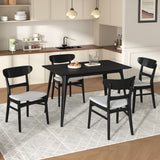 5 Piece Dining Set With 1 Table And 4 Upholstered Chairs - Black / Light Gray