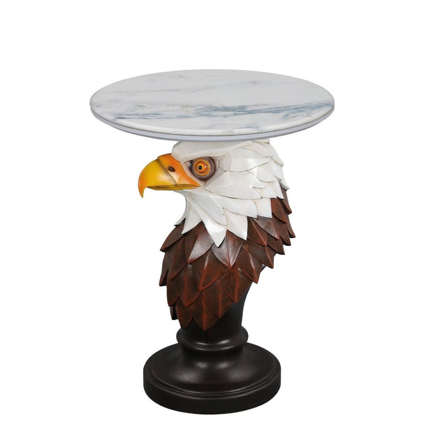 Eagle Head Accent Table, Animal Statue End Tables For Living Room - Brown / Antique White - Accent Tables available at Alpine Outlets in Denver