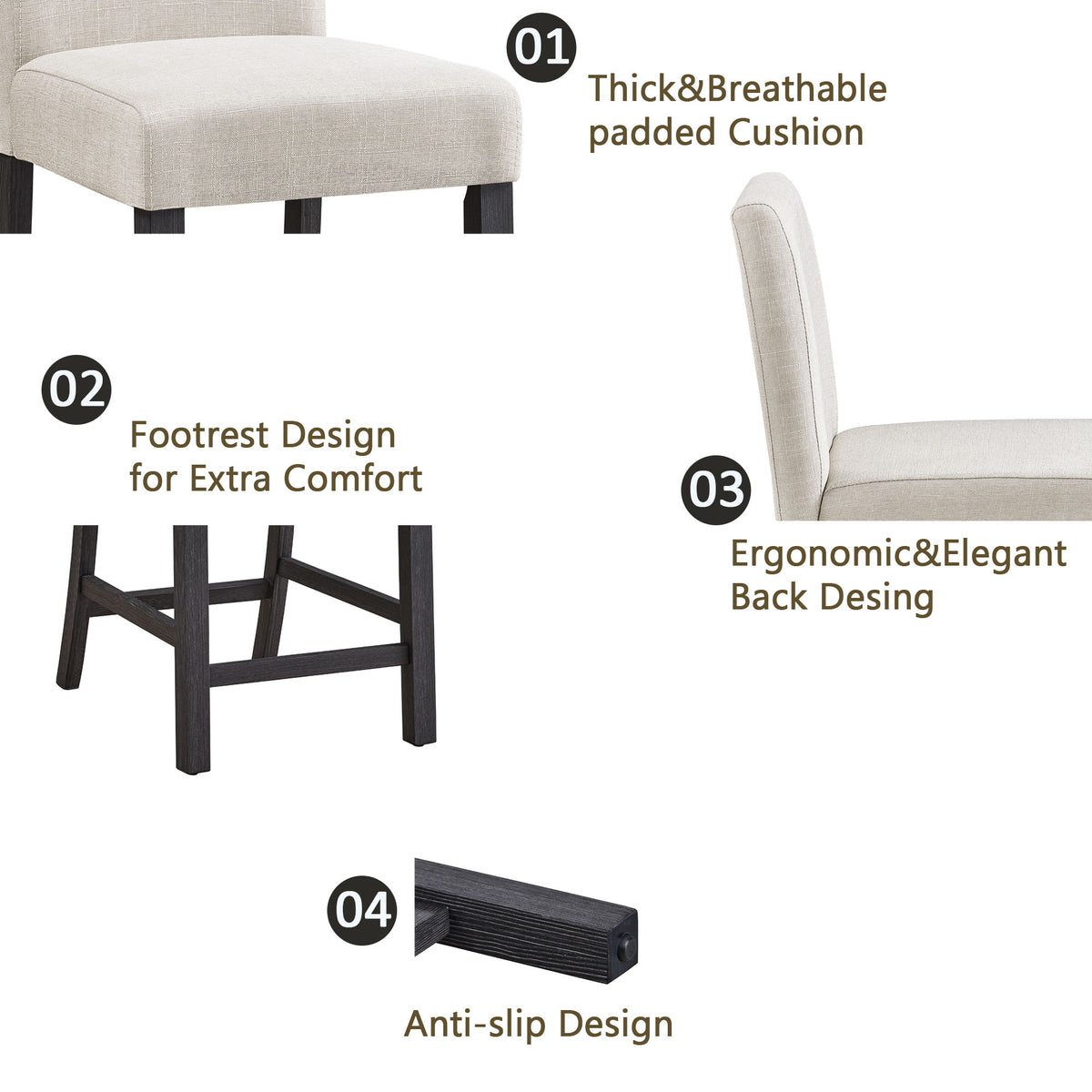 5 Piece Counter Height Table Set With 4 Chairs