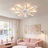 Flower Ceiling Fan With Remote Controlled LED Light, Flush Mount DC Motor Fan