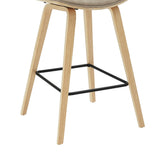 Fox - Counter Height Curved Back Wood Bar Stool With Faux Leather Seat