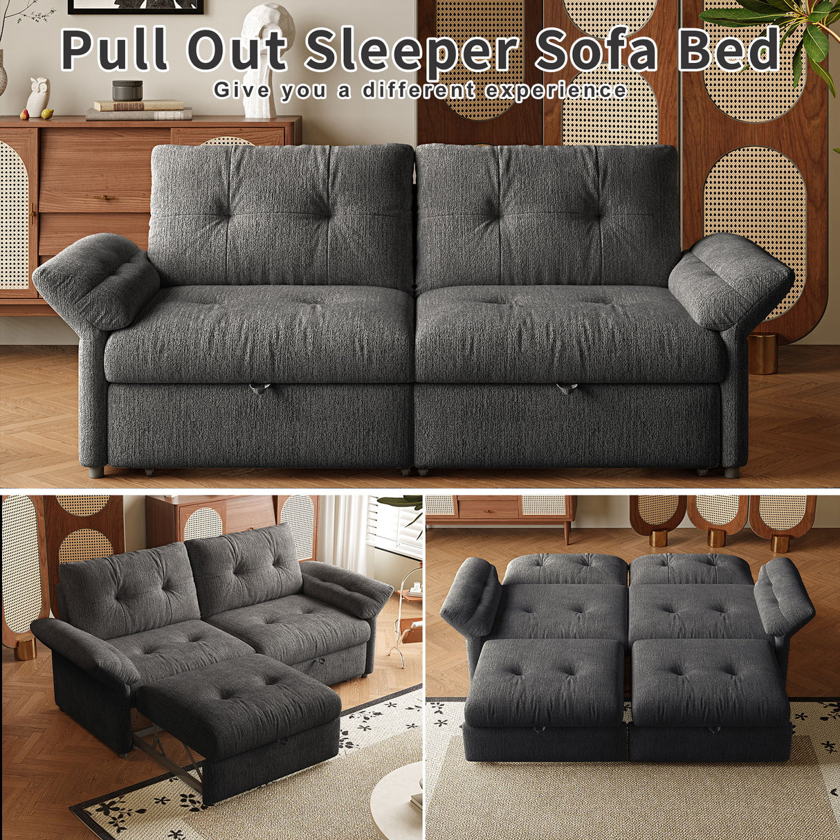 Sofa Bed, 2 In 1 Design For Living Rooms