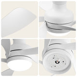 52" Ceiling Fan With 3 Color Dimmable LED Light, DC Reversible Motor, 6 Speed Settings