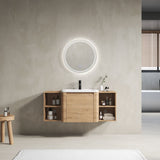 Wall Mounted Bathroom Vanity With Sink, Storage Shelves & Soft Close Door