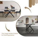 Modern Expandable Dining Table With Retractable Leaf With Chairs
