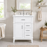 Modern Bathroom Vanity With Sink, Flip Drawer & 3 Drawers, Soft Close Hinges, Adjustable Shelf