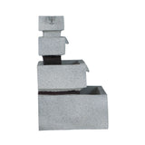 Decorative 4 Tier Block Fountain With Light, For Indoor And Outdoor - Black / Gray - Feeders & Water - Alpine Outlets
