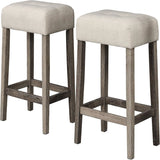 3 Piece Counter Bar Dining Set Table With Electric Outlet And 2 USB Ports, Tufted Upholstered Stools - Brown / Beige