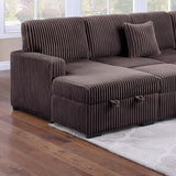 Convertible Sectional Upholstered Sleeper Sofa With Storage Chaise