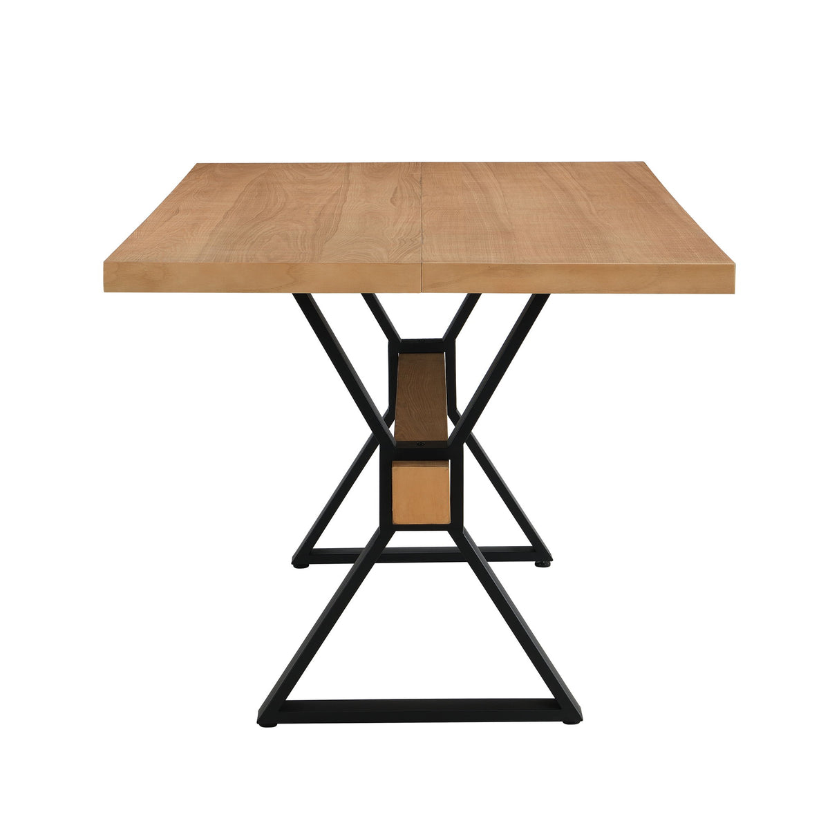 Farmhouse Style X Shaped Legs Dining Table With Metal - Natural