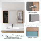 Wall Mounted Bathroom Mirror Cabinet With Storage - Imitative Oak