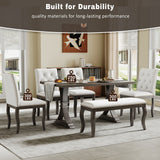Dining Set With Bench, 6 Piece