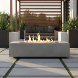 Propane Outdoor Fire Pit Table Garden Heater Cement 56x15in Cream White