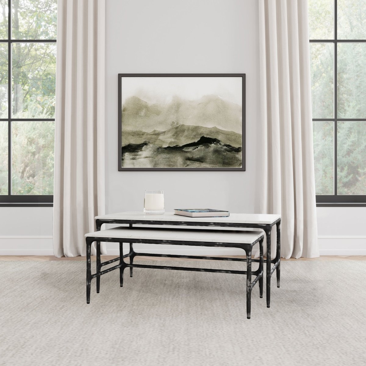 Ebby 2 - Piece Genuine Marble Top Nesting Coffee Tables - Coffee Tables available at Alpine Outlets in Denver