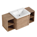 Wall Mounted Bathroom Vanity With Sink, Storage Shelves & Soft Close Door