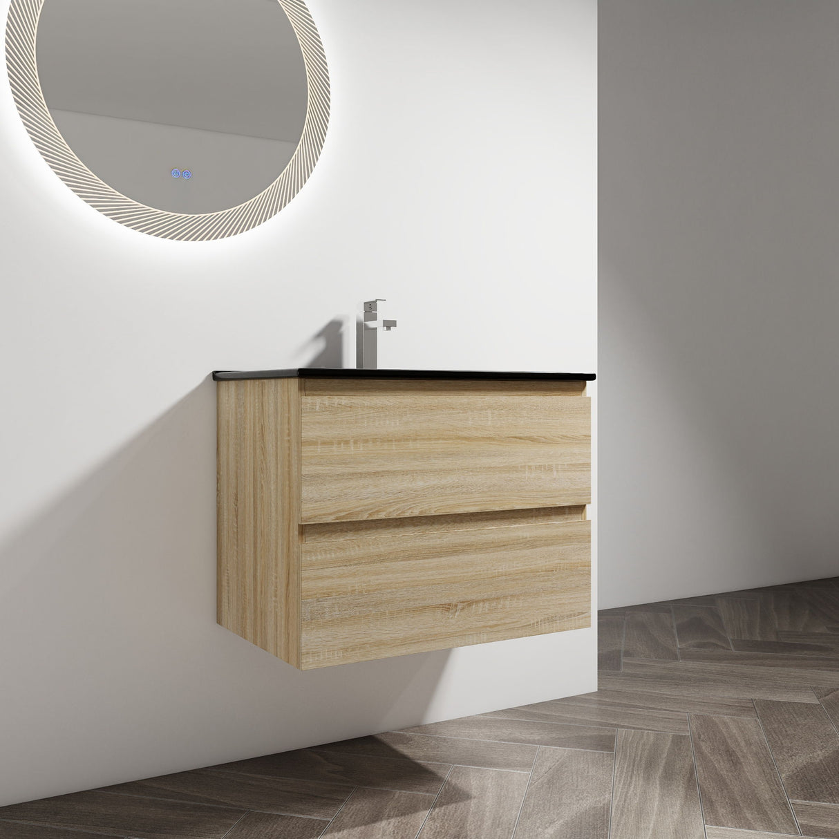 Wall Mounted Bathroom Vanity With Sink, 2 Soft Close Drawers