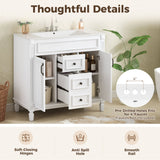Bathroom Vanity With Top Sink, Cabinet With 2 Soft Closing Doors And Drawers