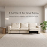 Plush Pillow Top Reclining Sofa, 3 Seat - Cream Beige