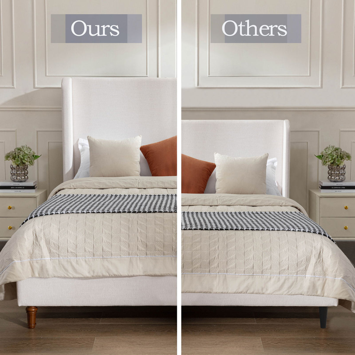 Harper - Tall Headboard Upholstered Bed / High Headboard / Elegant Simplicity / No Box Spring Needed