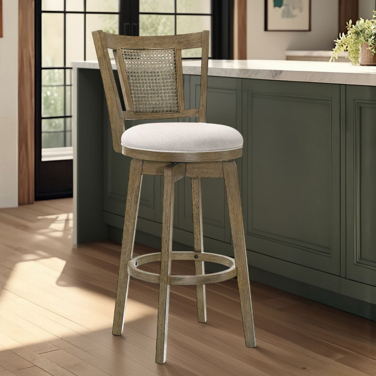 Isla - 26" Putty Brown Counter Height Rubberwood Swivel Barstool