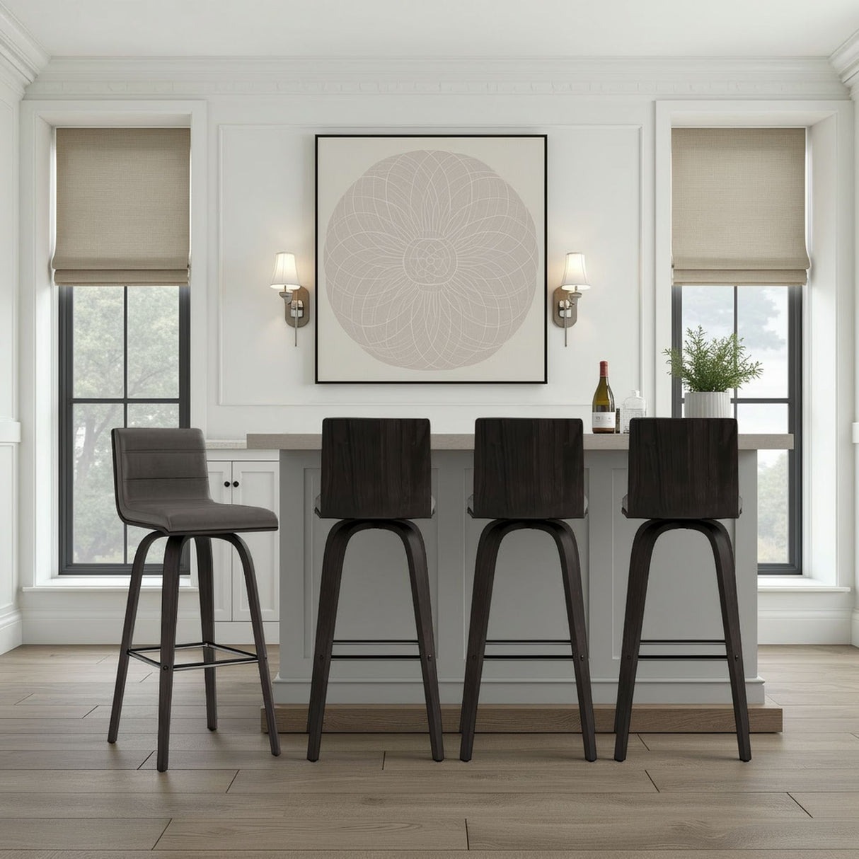 Vienna - 30" Swivel Bar Stool - Black Wood